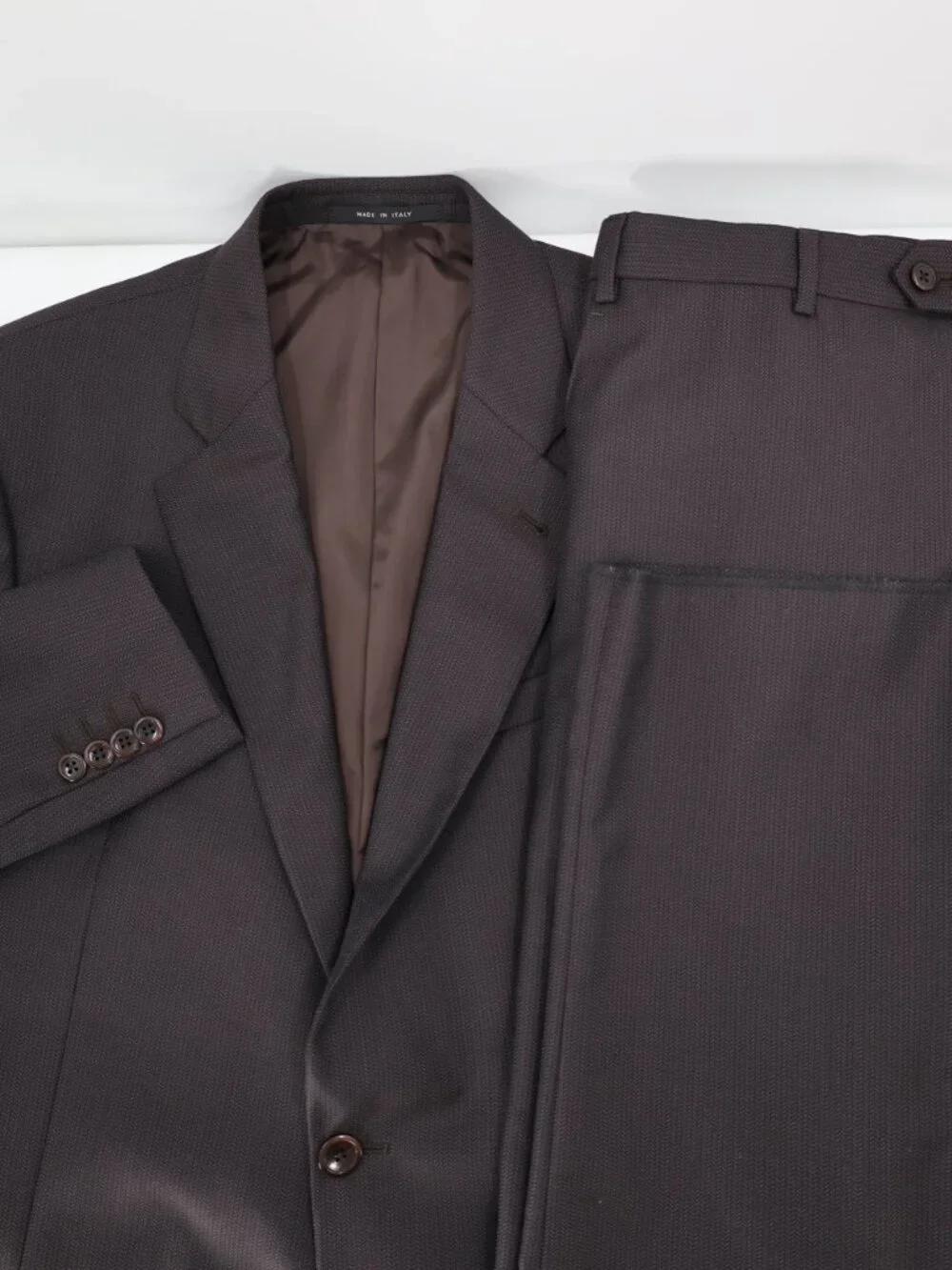 Armani Collezioni Suit Mens 42L 34x39 Wool Two Piece Herringbone unhemmed notch